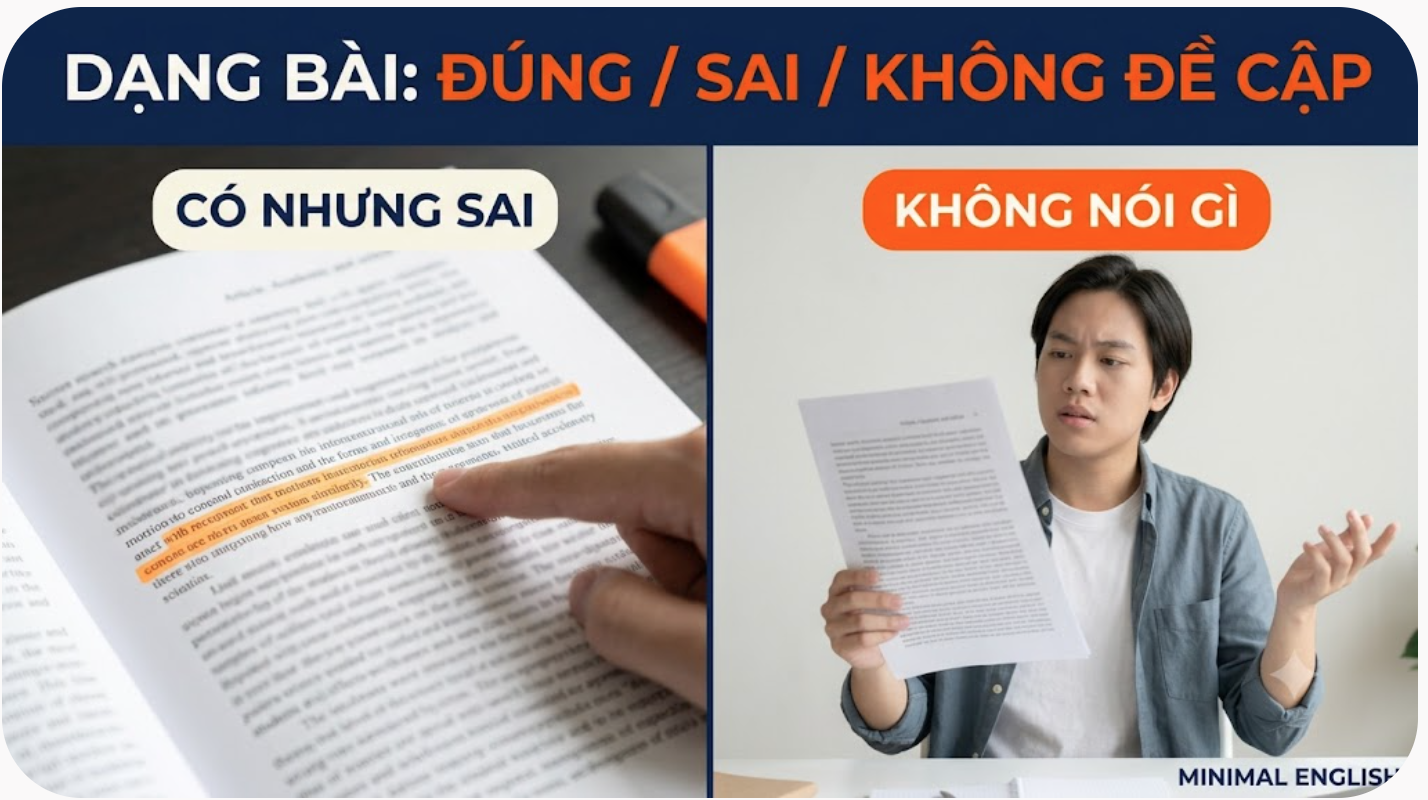 Dạng bài: Đúng / Sai / Không đề cập