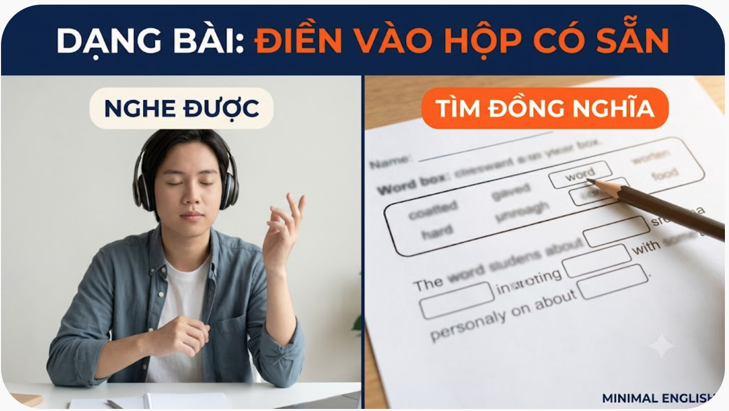 Dạng bài: Điền đáp án vào hộp có sẵn